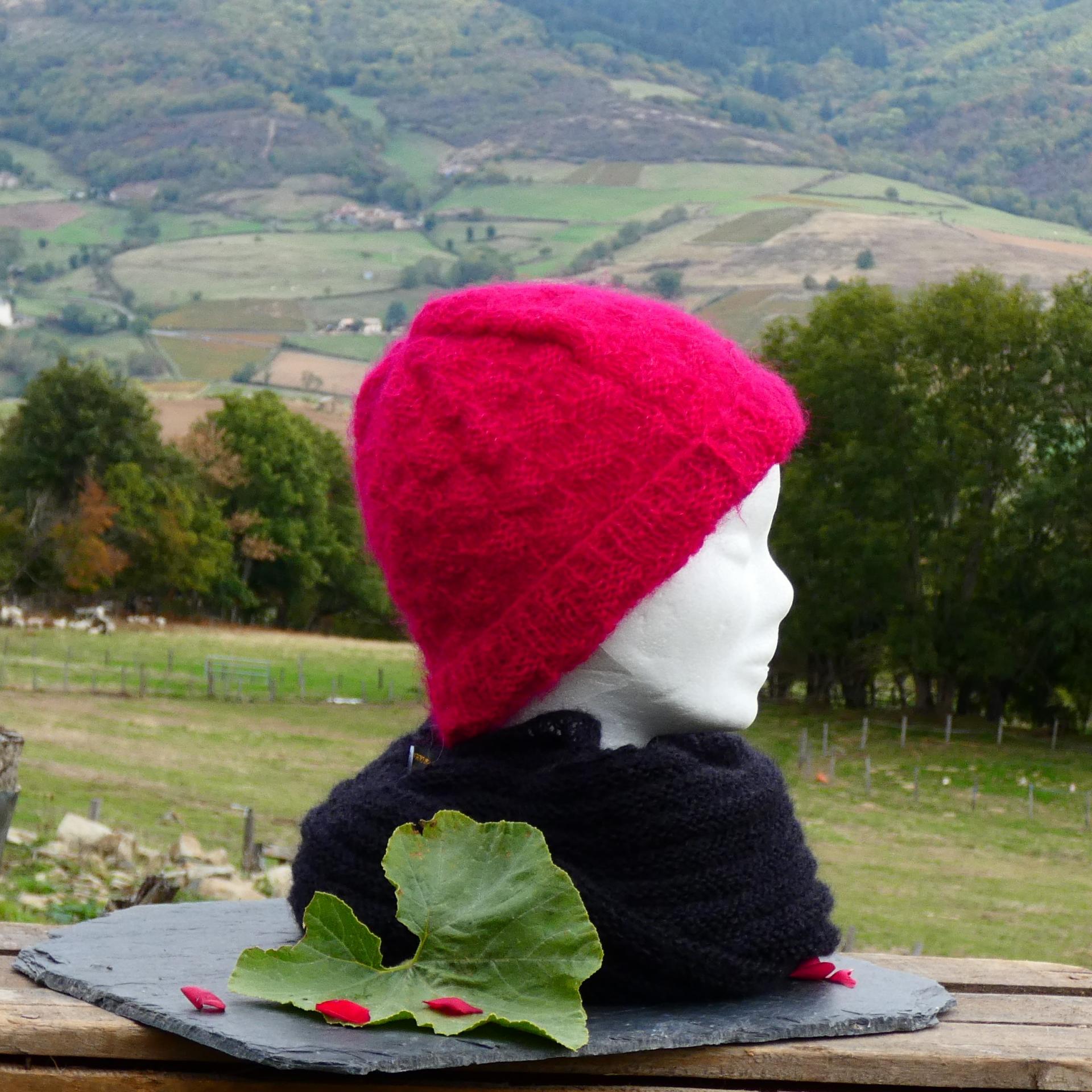 Bonnet Mohair volupté framboise