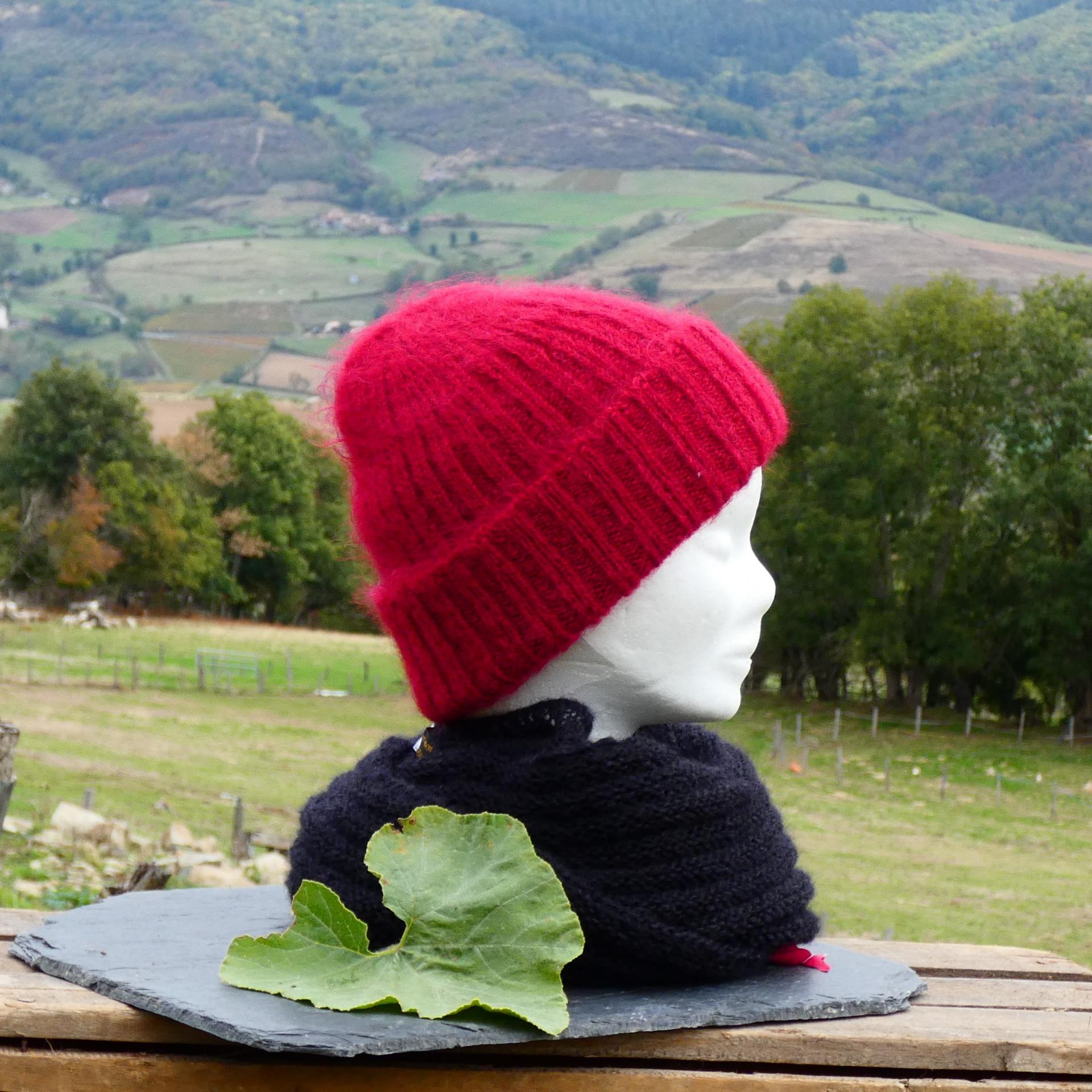 Bonnet Mohair élégance rubis
