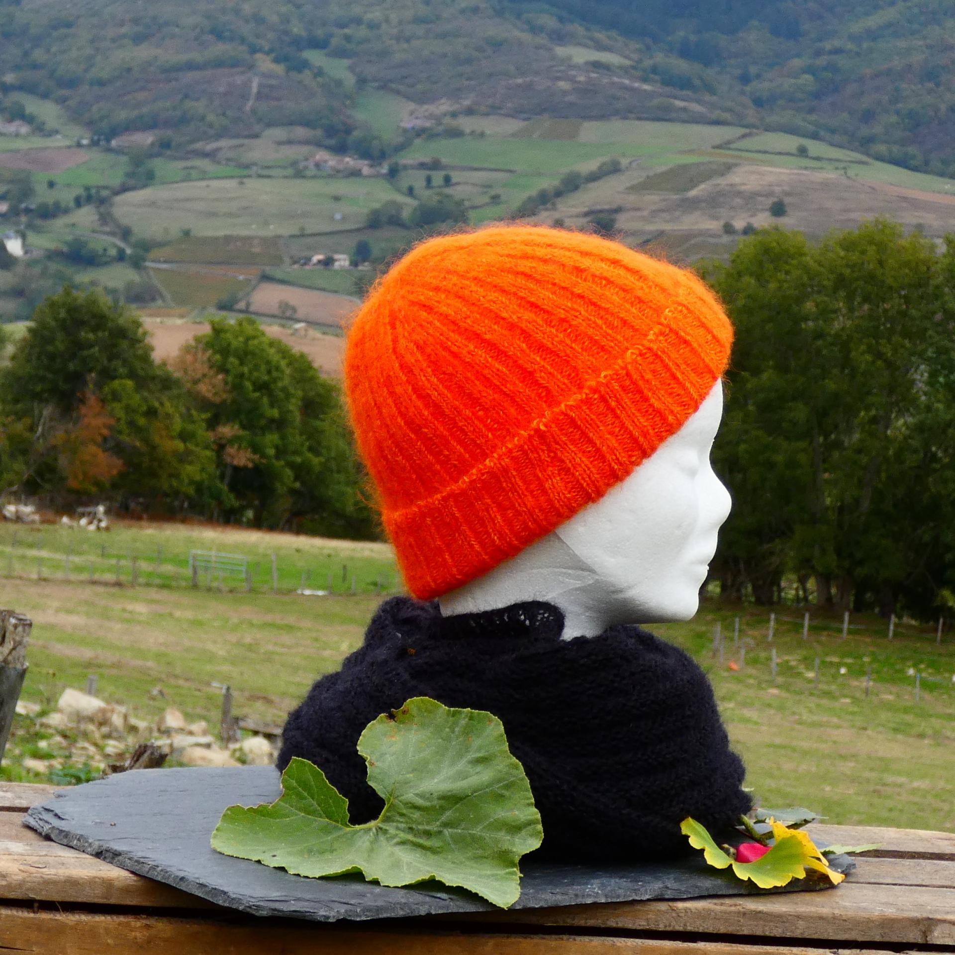 Bonnet Mohair élégance capucine