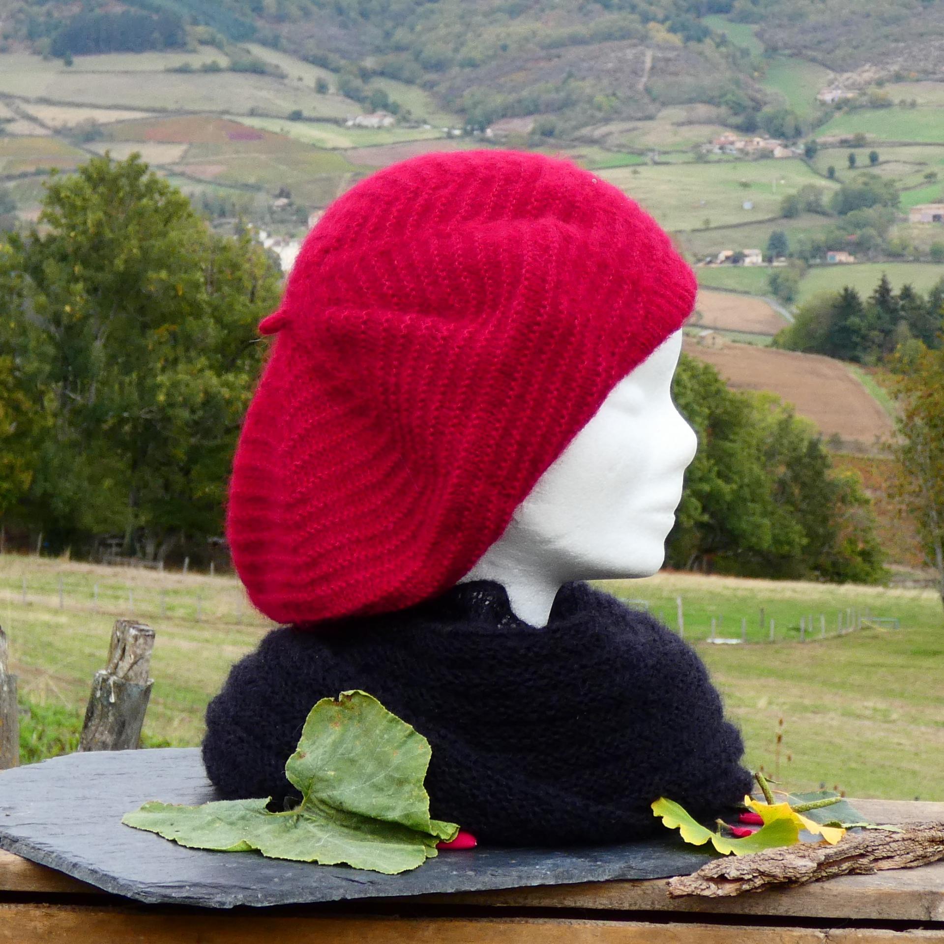 Béret Mohair framboise