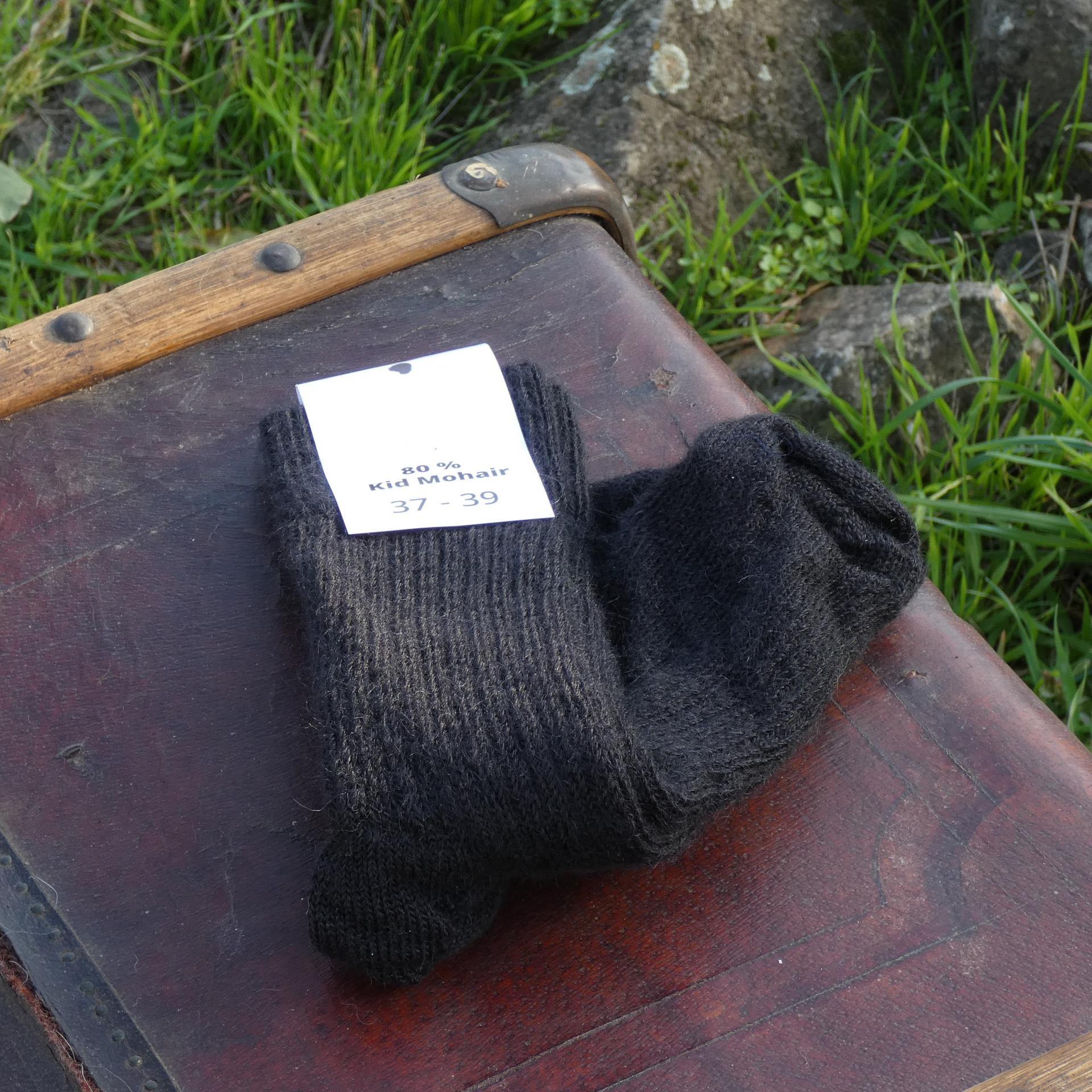 Chaussettes courtes uni laine mohair noir 