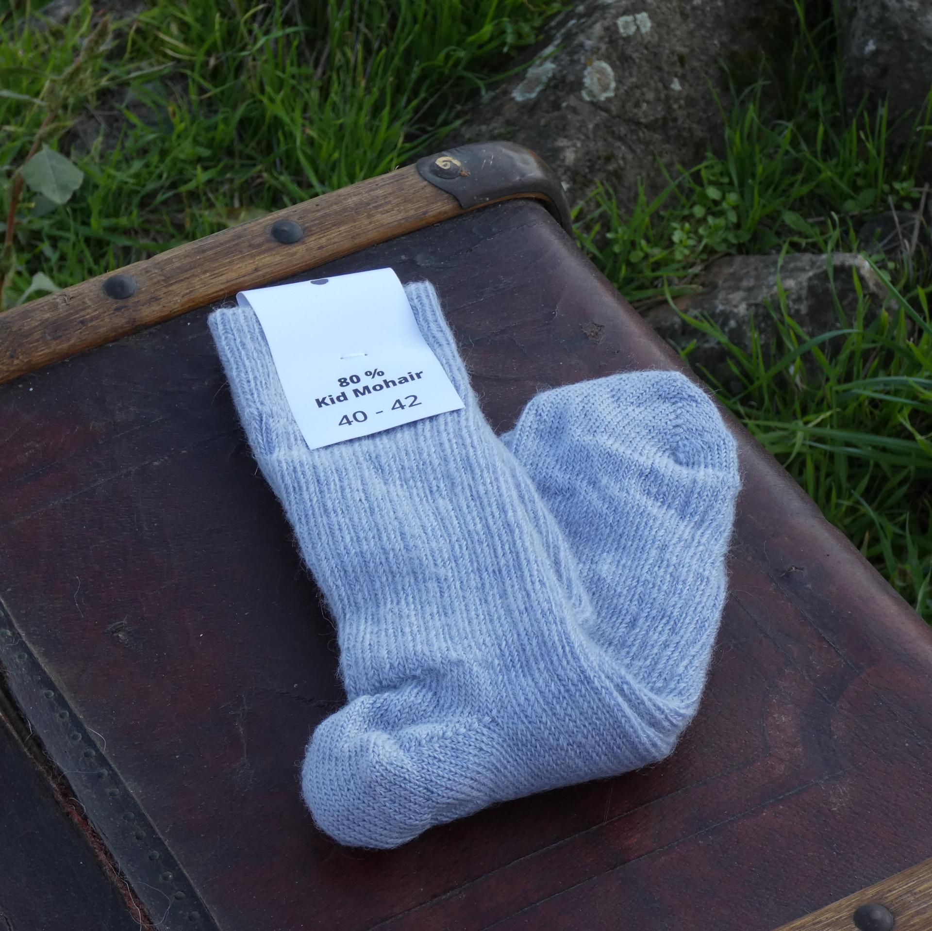 Chaussettes courtes uni laine mohair gris perle
