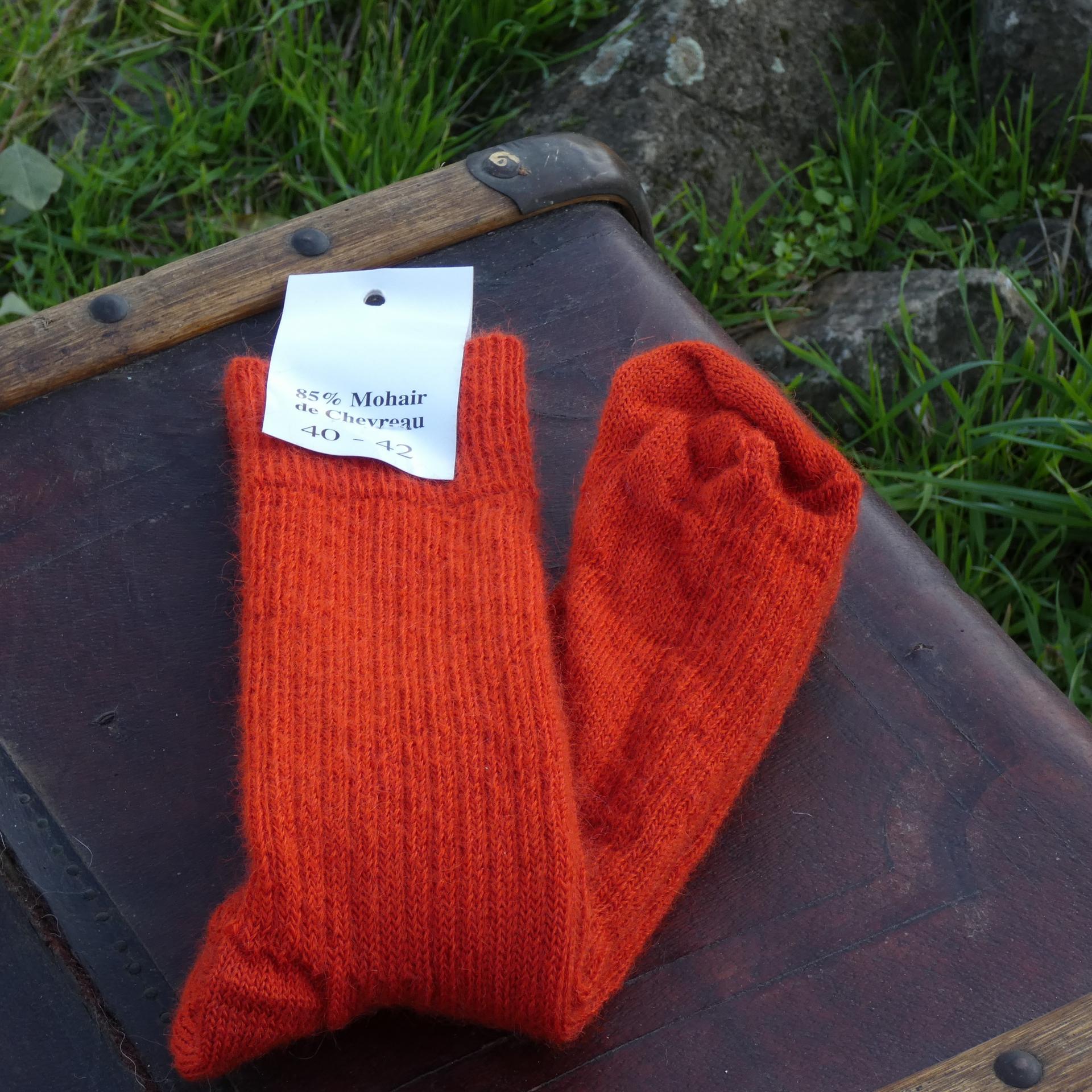 Chaussettes courtes uni laine mohair potiron