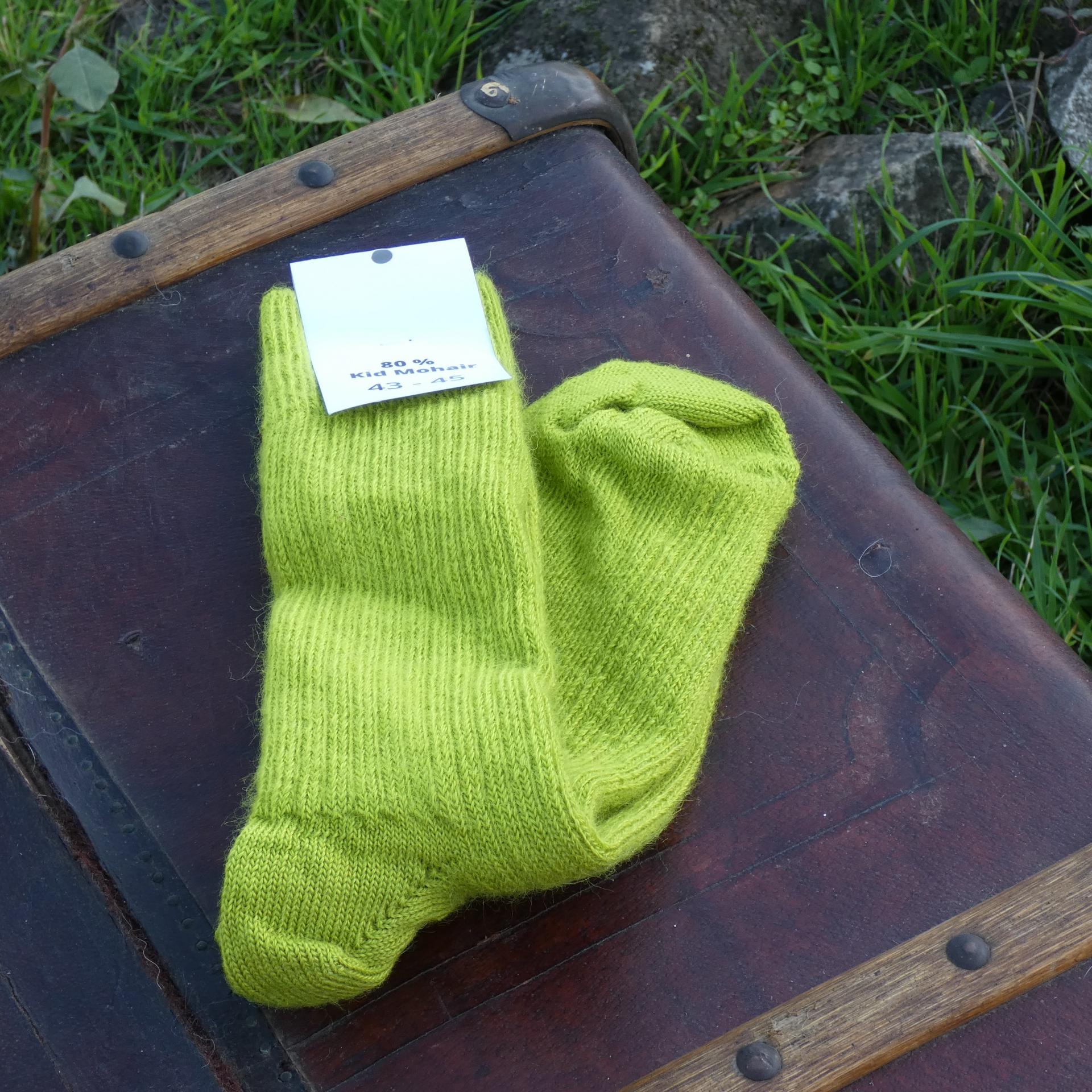 Chaussettes courtes uni laine mohair chartreuse
