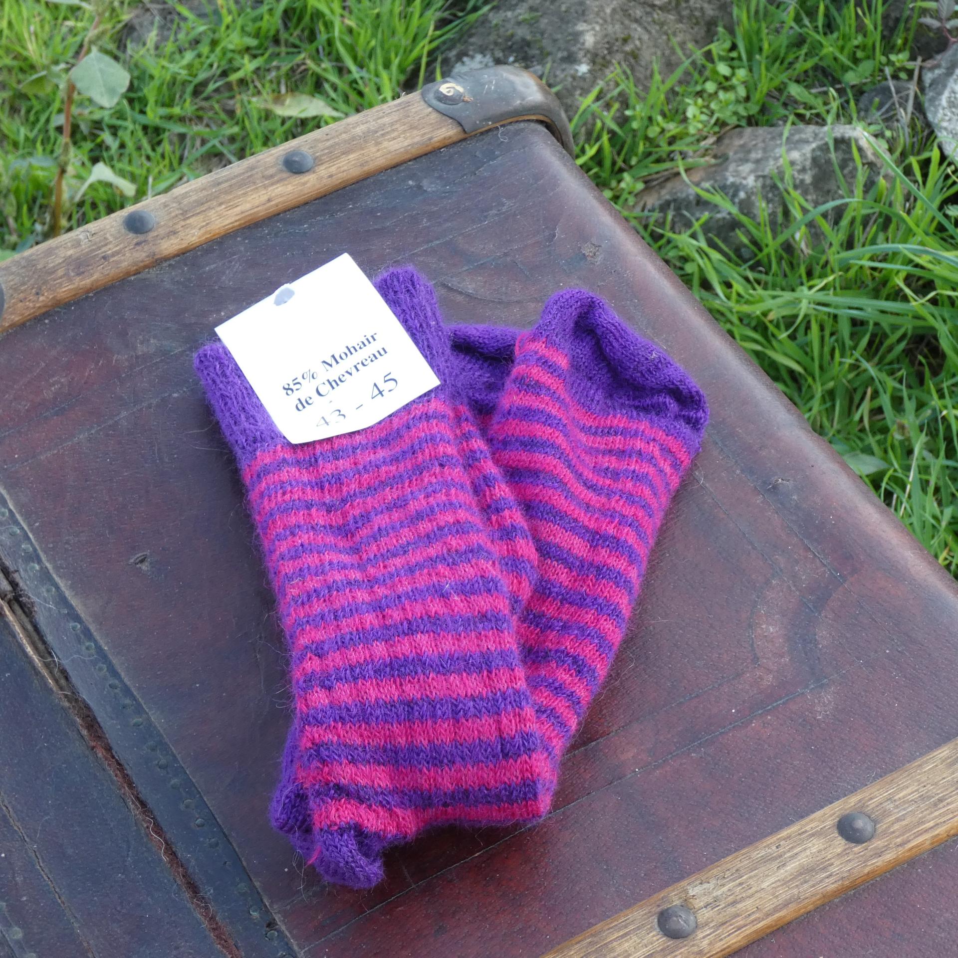Chaussettes rayées laine mohair digital/pensée