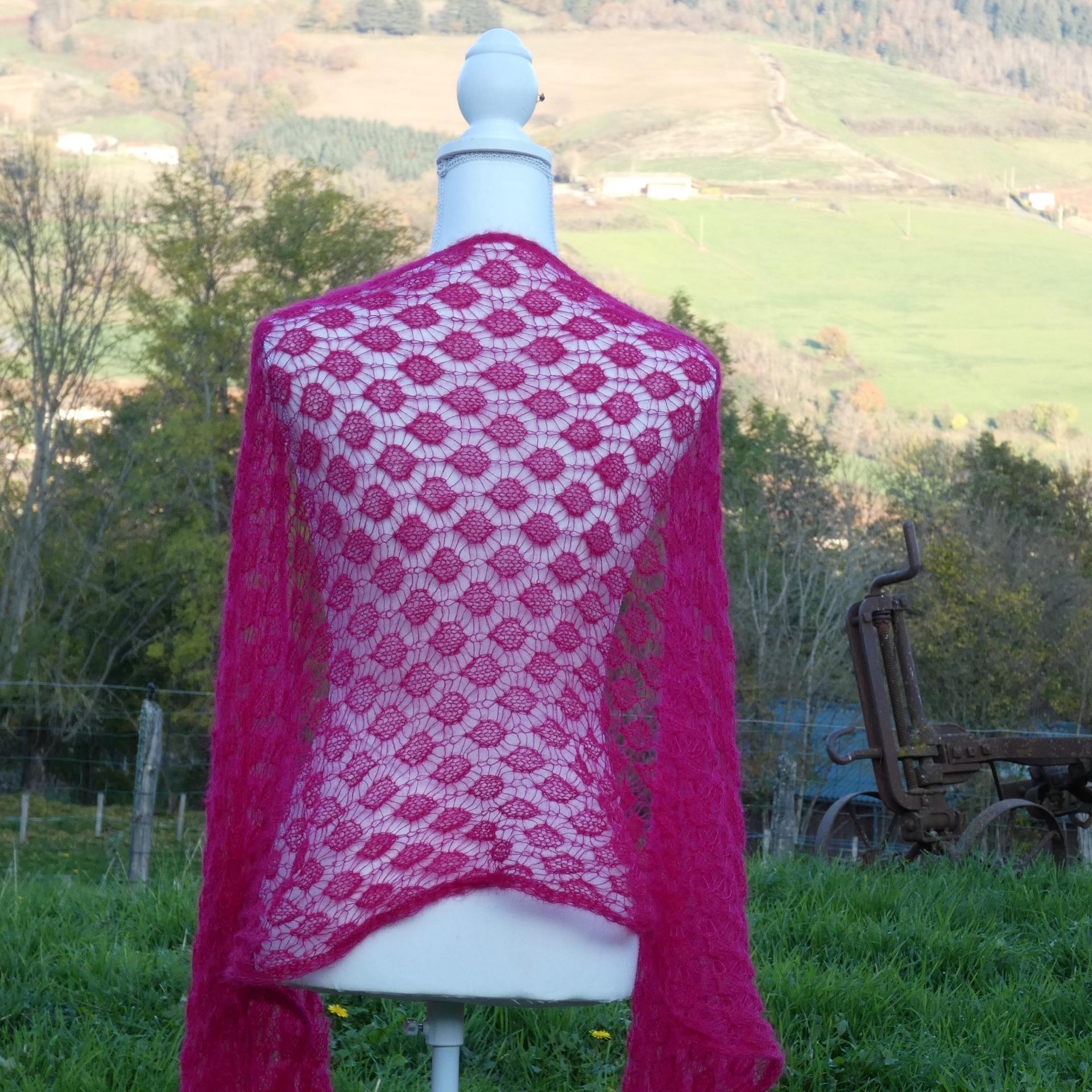 Etole tricot Mohair framboise