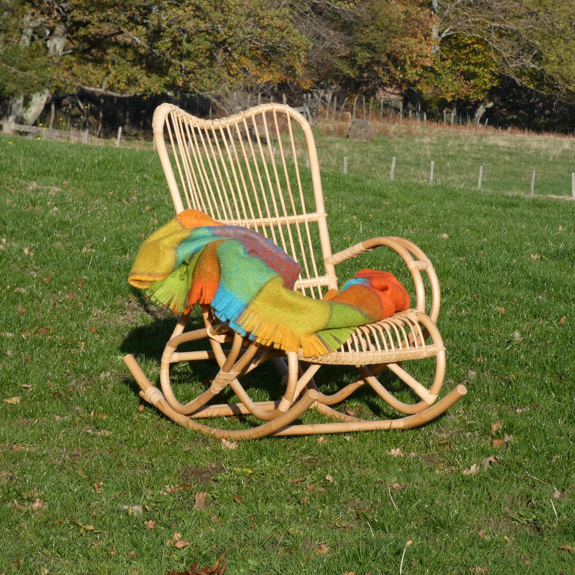 Plaid laine mohair carreaux mangue caraïbes potiron vert anis