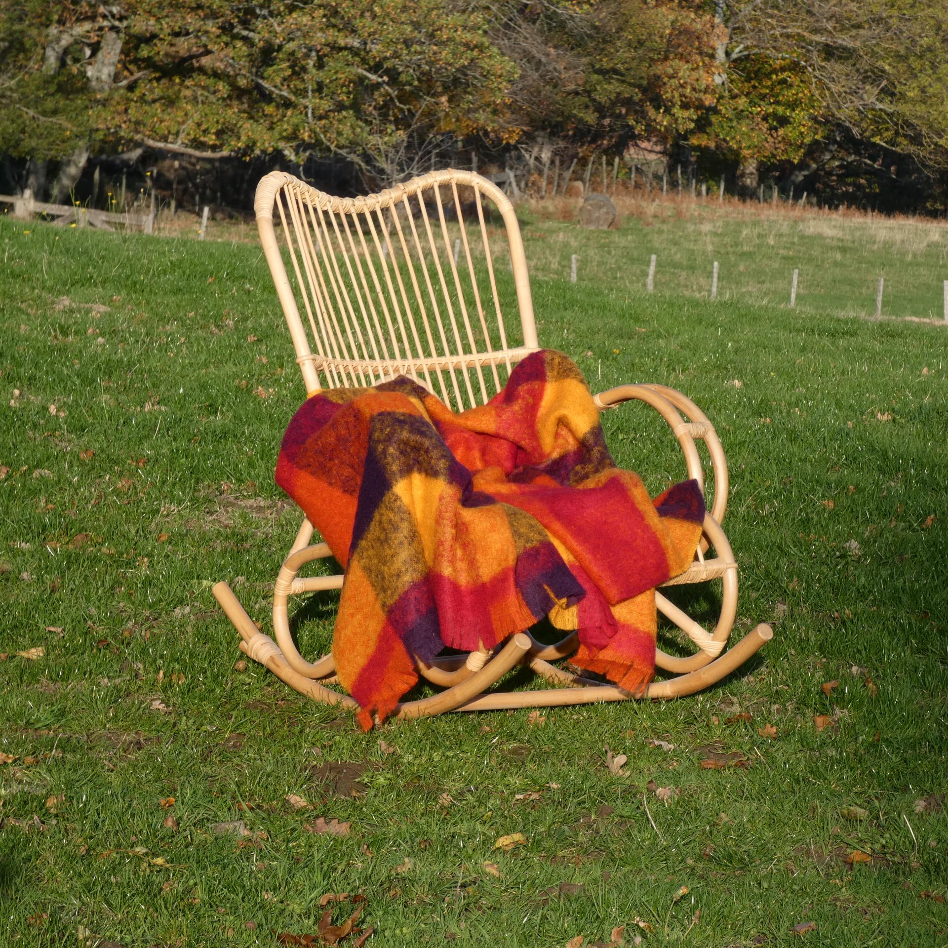 Plaid laine mohair carreaux cardinal mangue vermeil