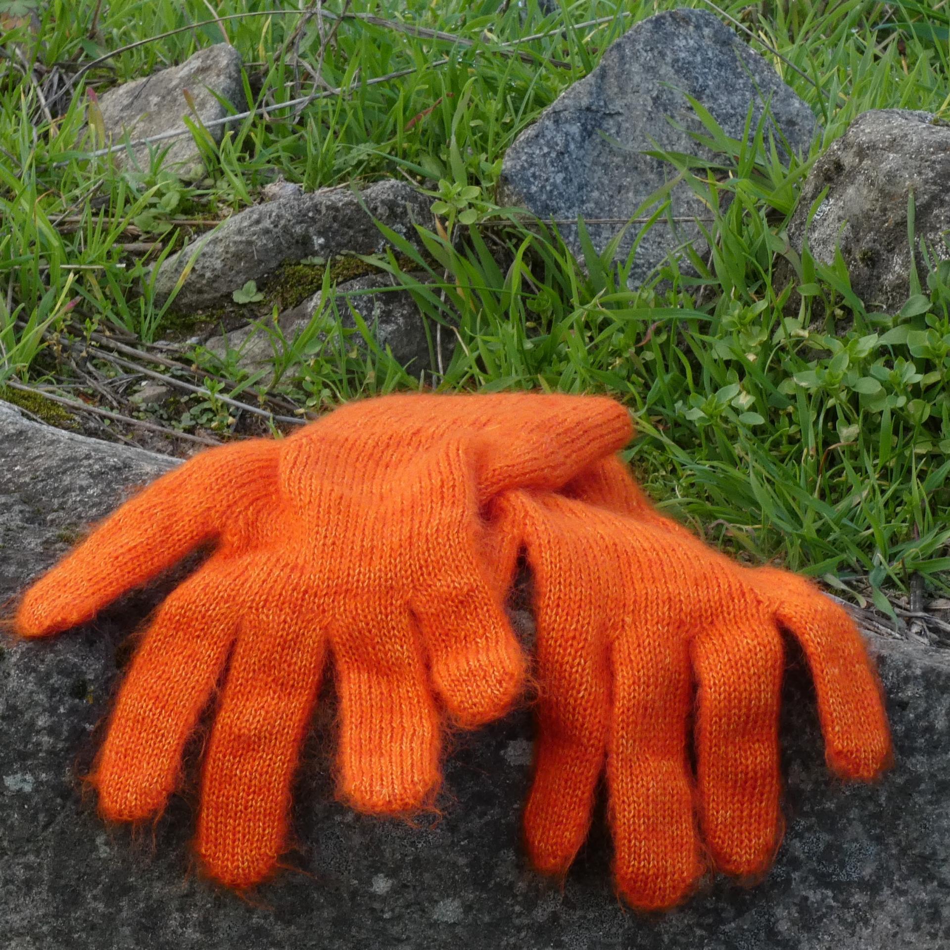 Gants laine Mohair capucine