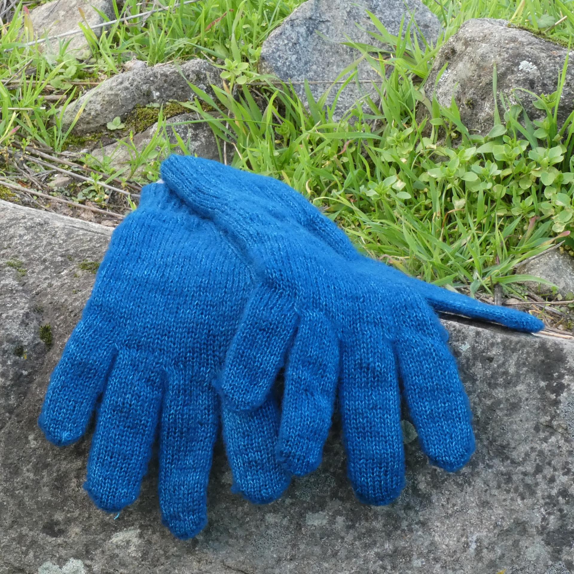 Gants laine Mohair bleu paon