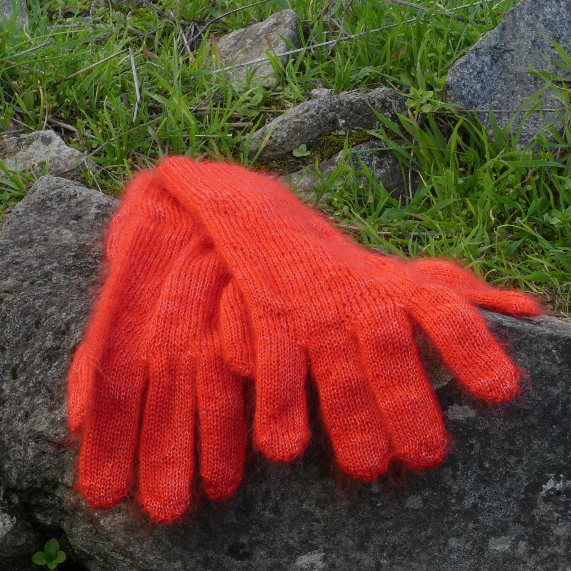 Gants laine Mohair orange peps