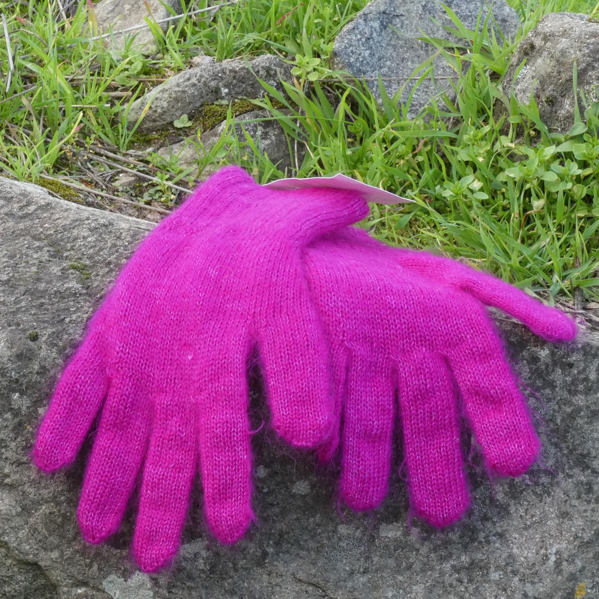 Gants laine Mohair magenta