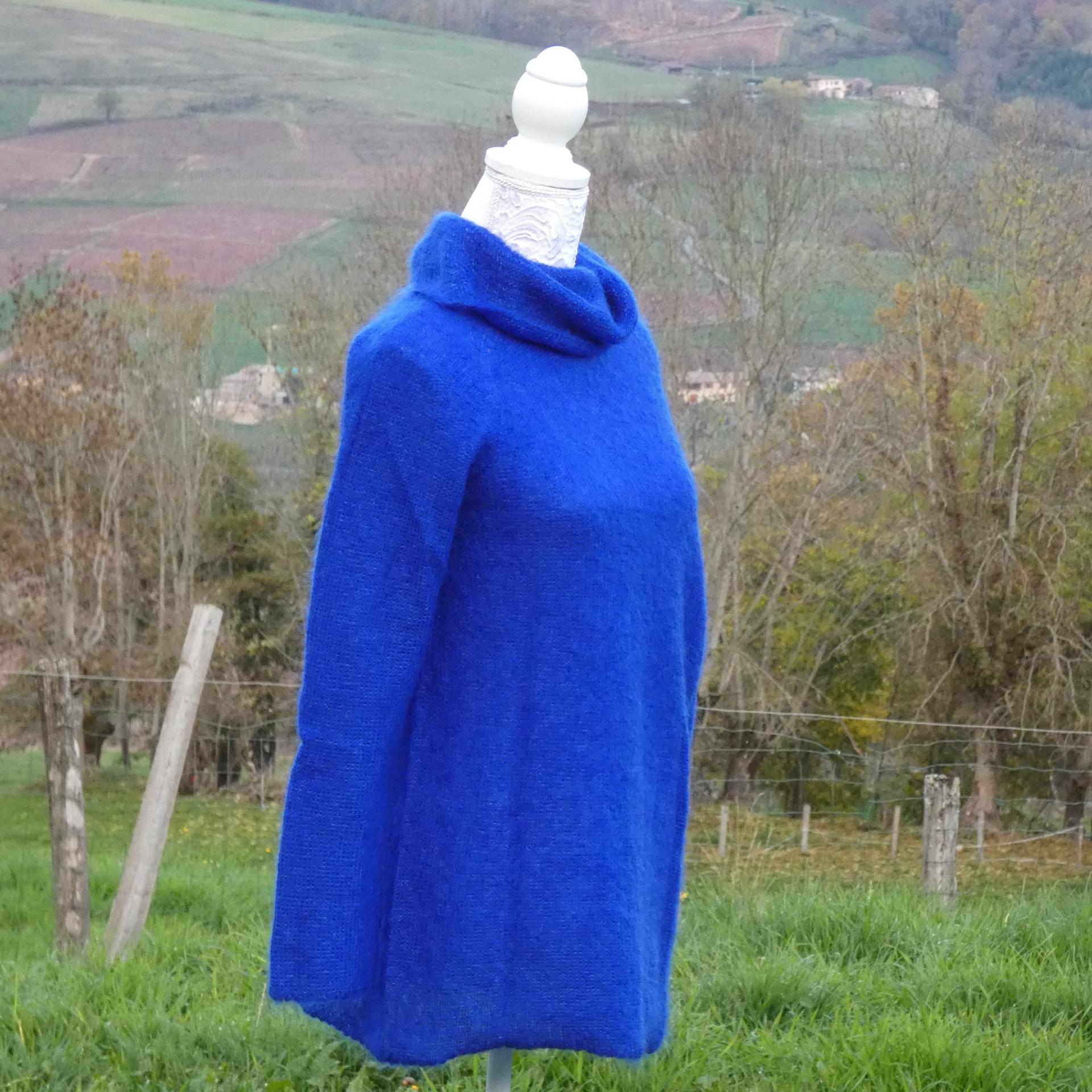 Pull tunique Mohair boule bleu klein