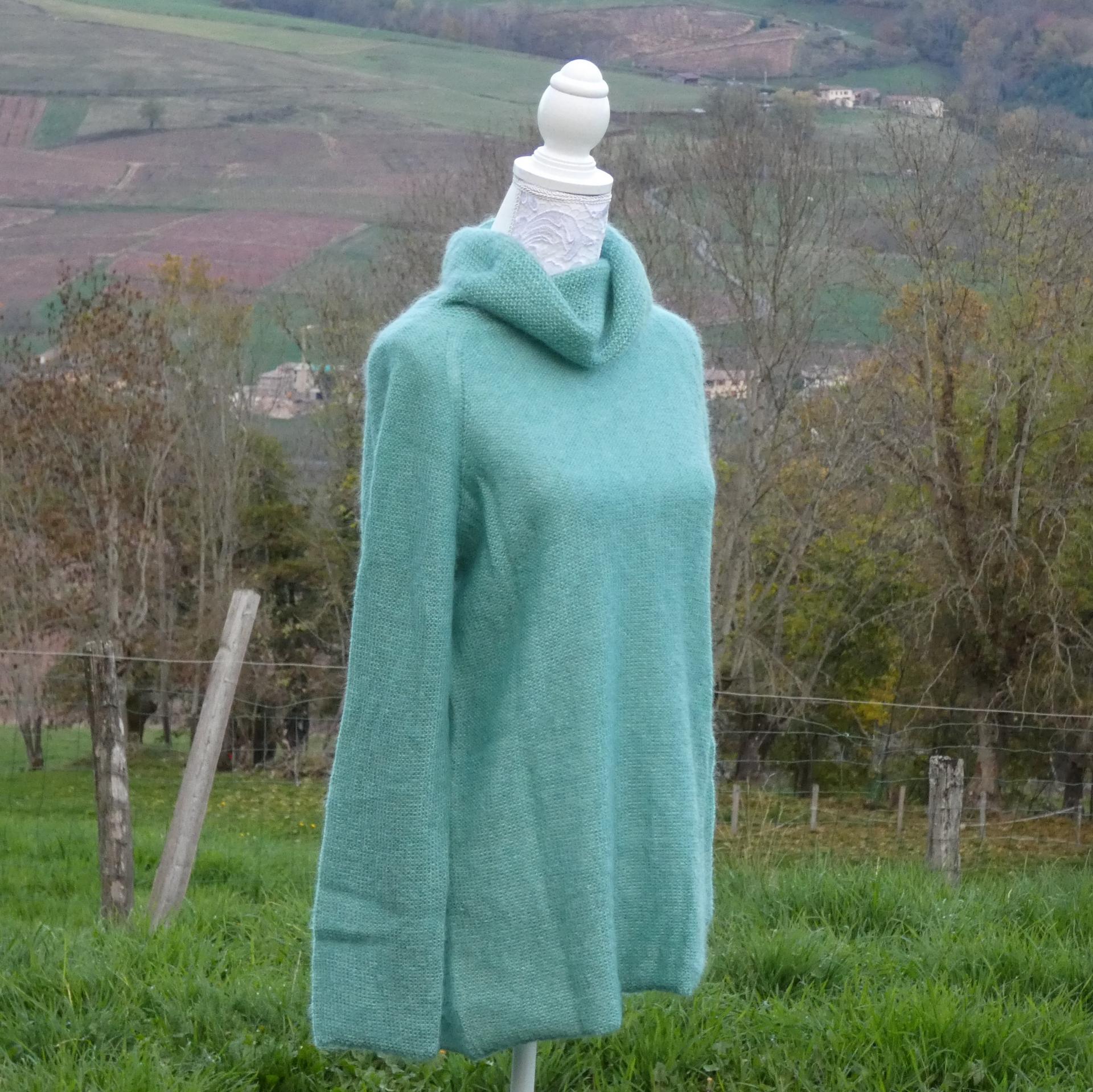Pull tunique Mohair boule sauge