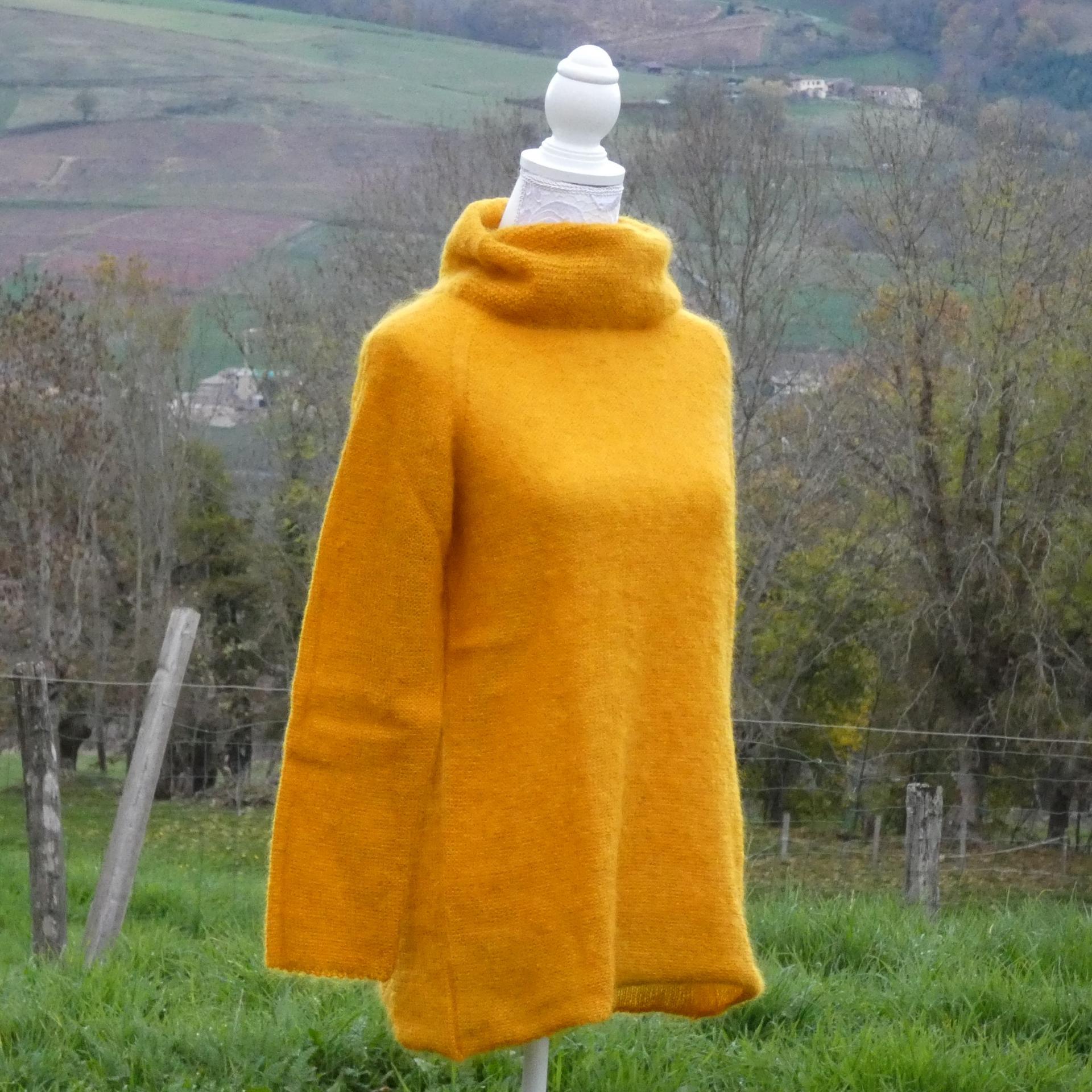Pull tunique Mohair boule mangue