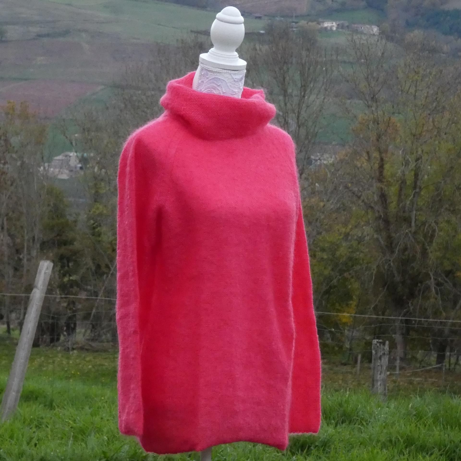 Pull tunique Mohair boule rose A