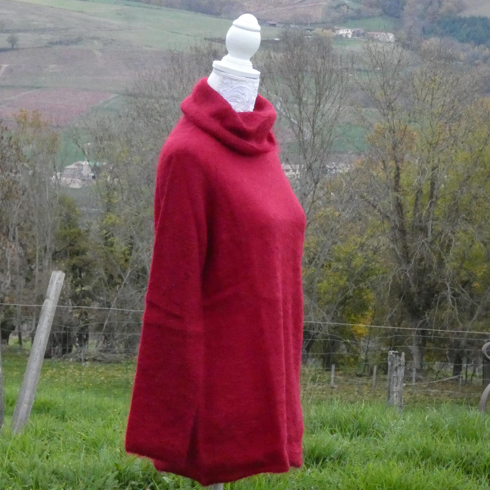 Pull tunique Mohair boule rubi