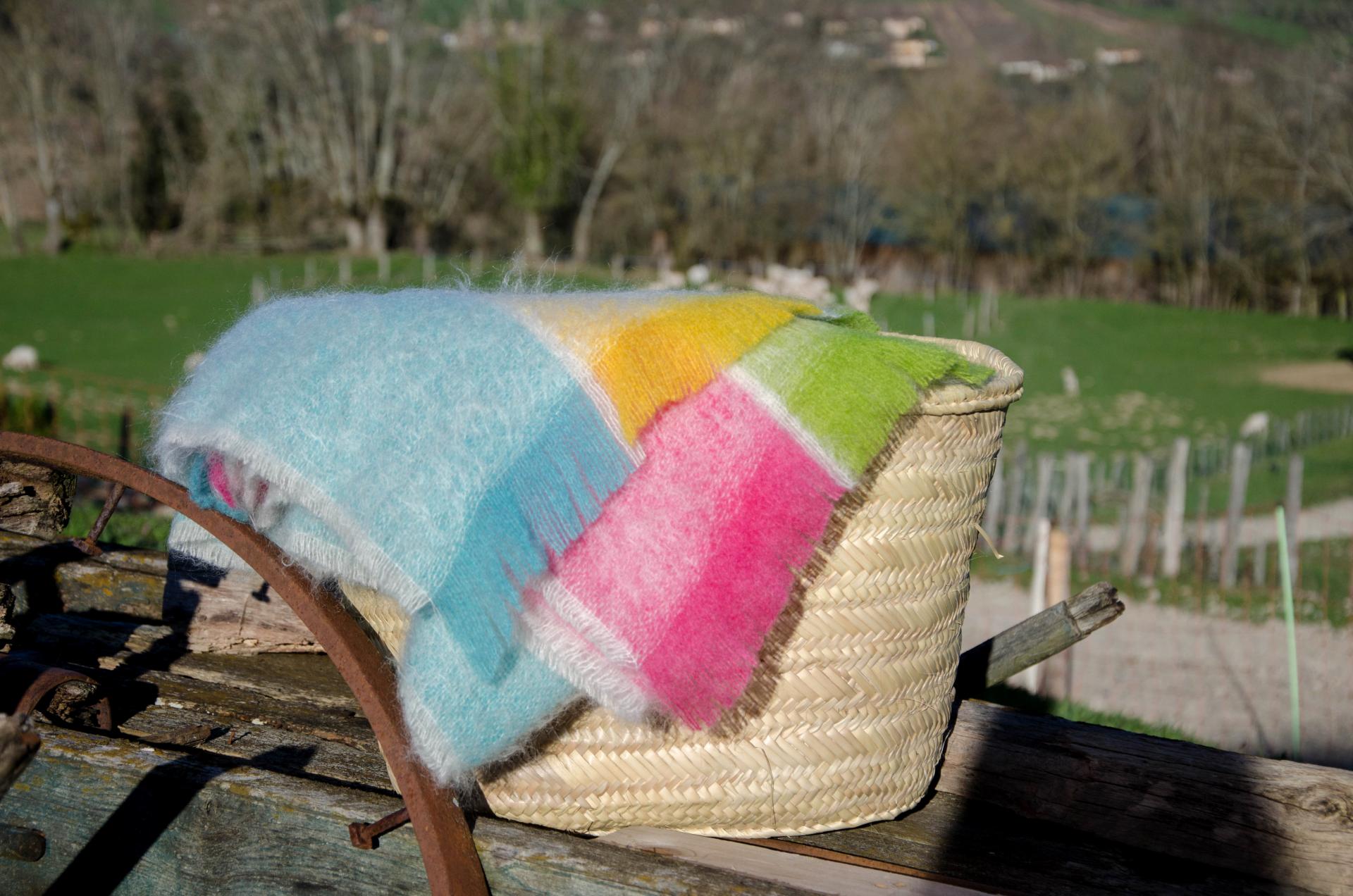 Plaid laine mohair carreaux pastel