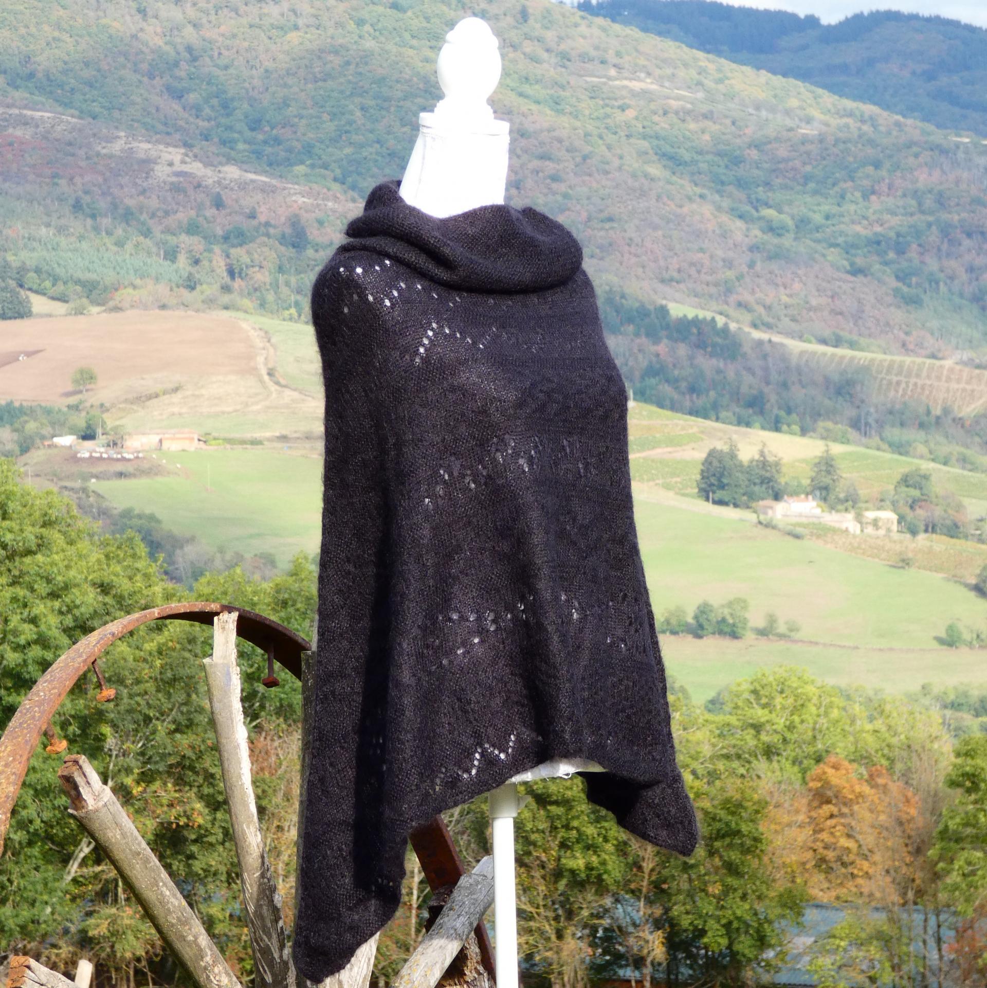 Poncho mohair noir