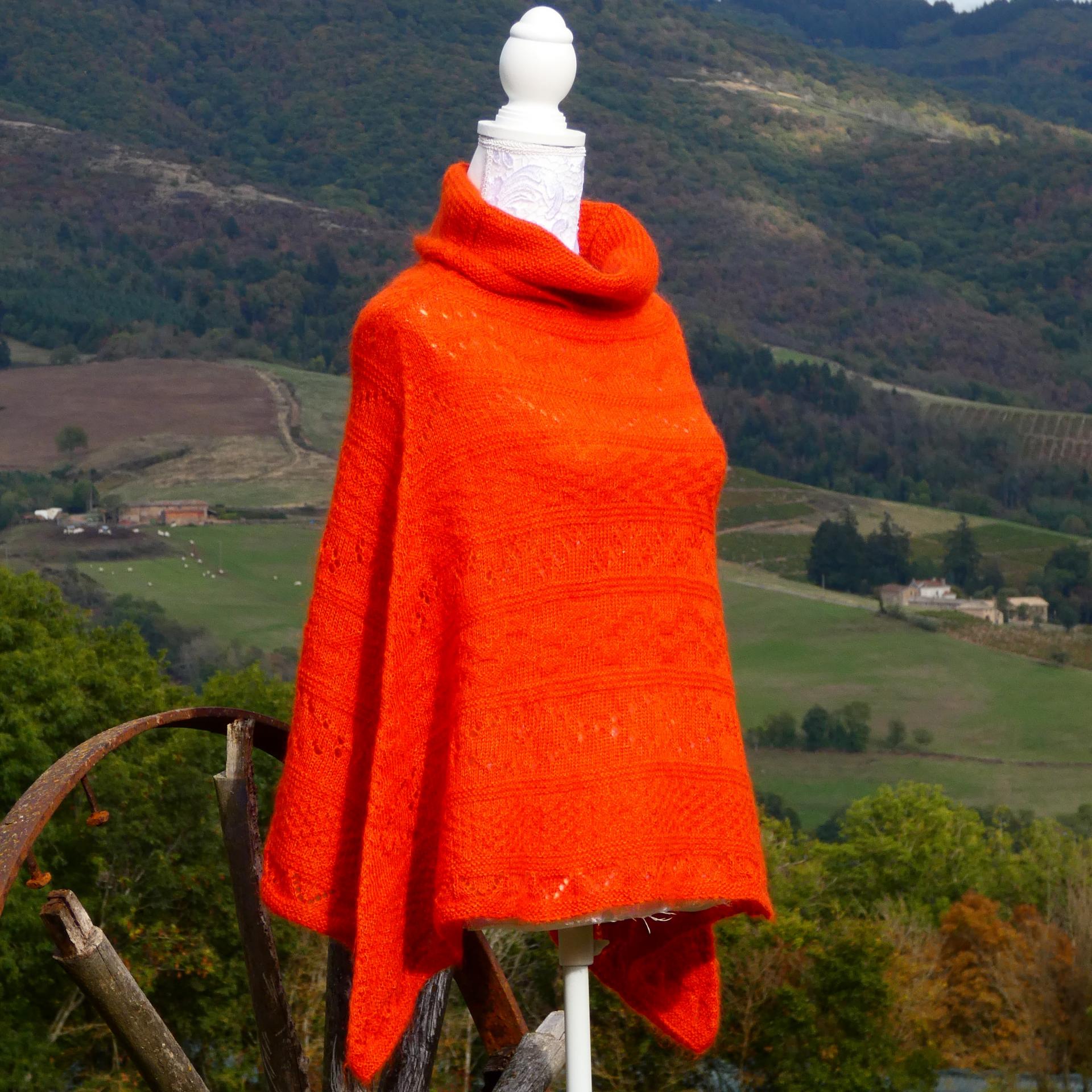 Poncho mohair potiron