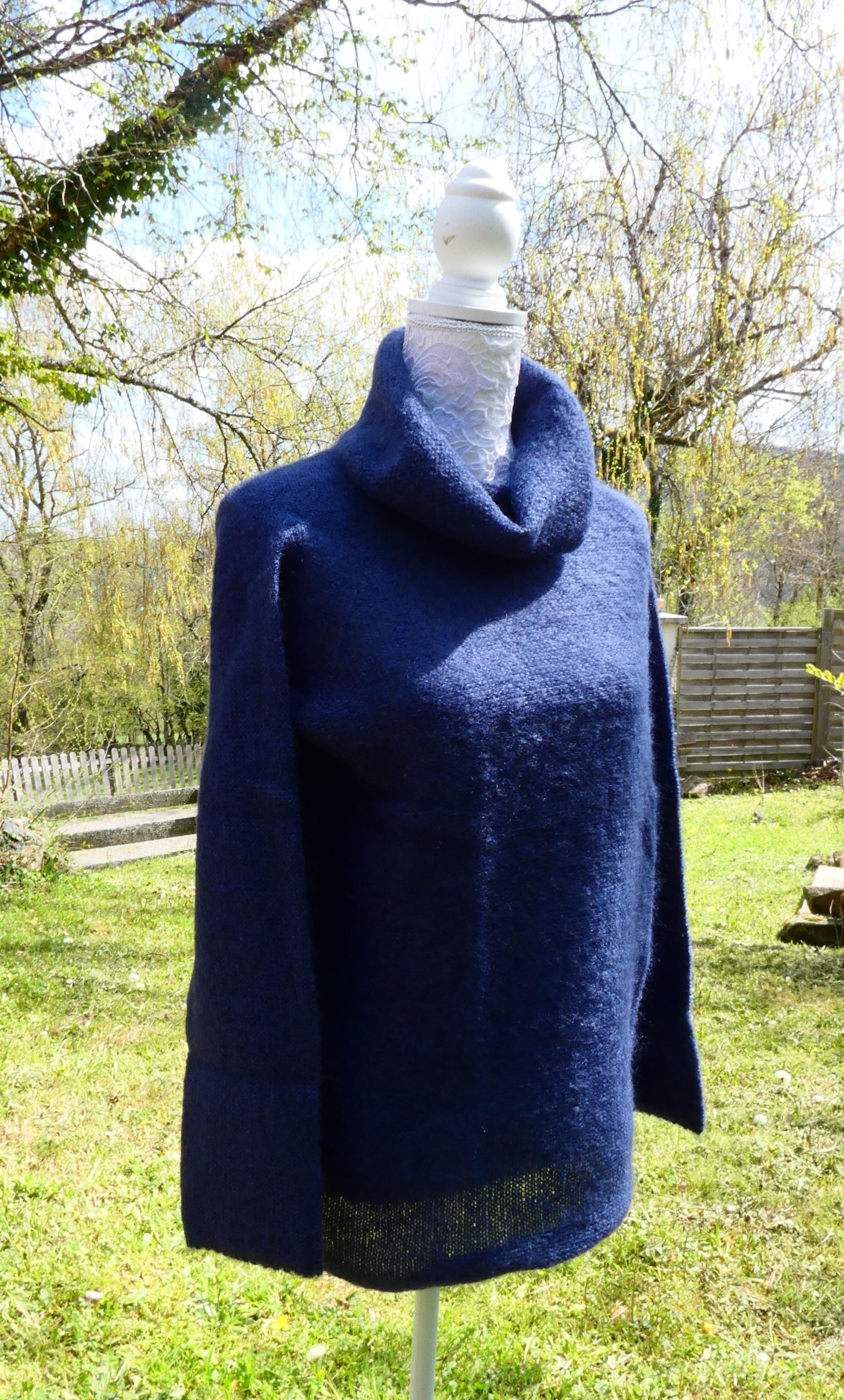 Pull tunique Mohair boule mer chine