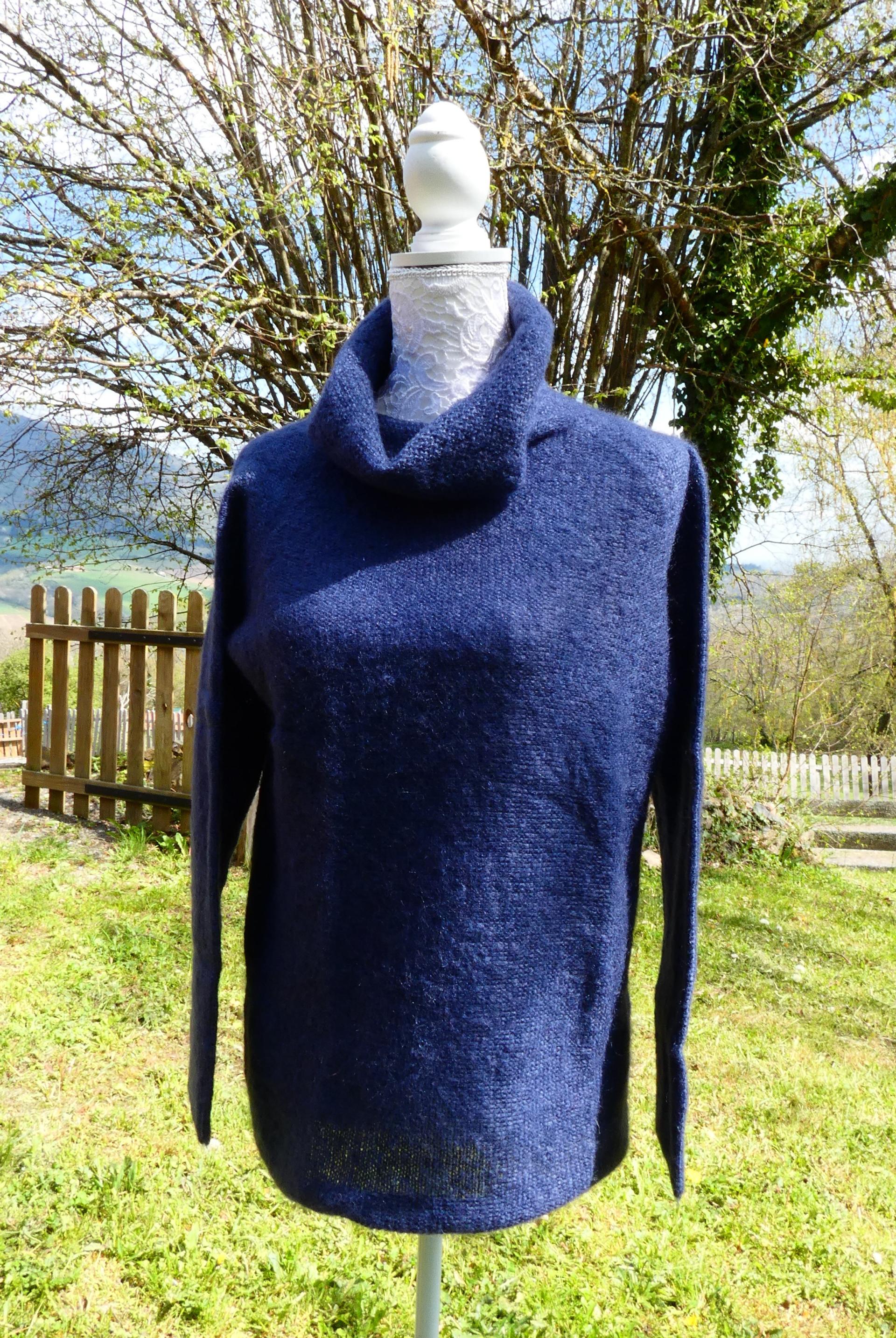 Pull tunique Mohair boule mer chine