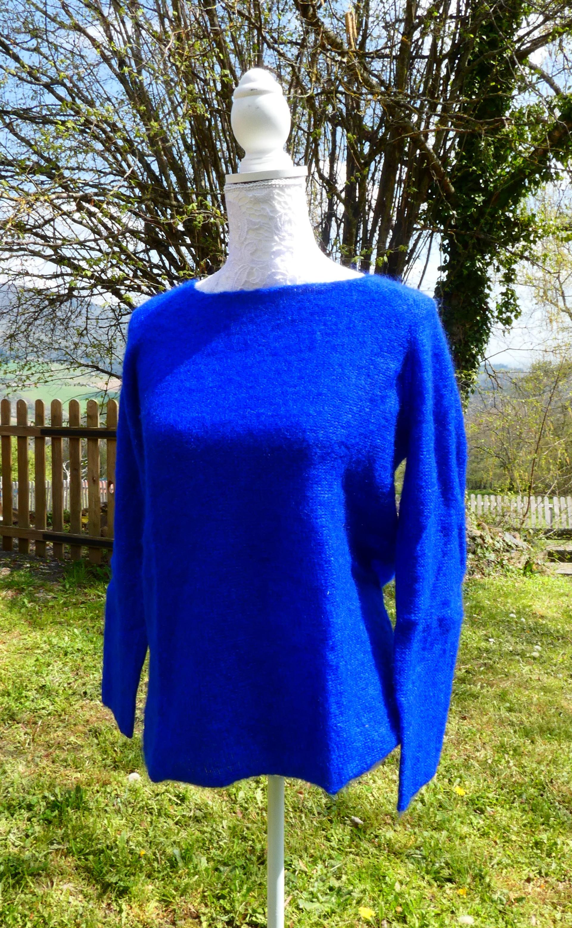 Pull tunique Mohair rond bleu klein