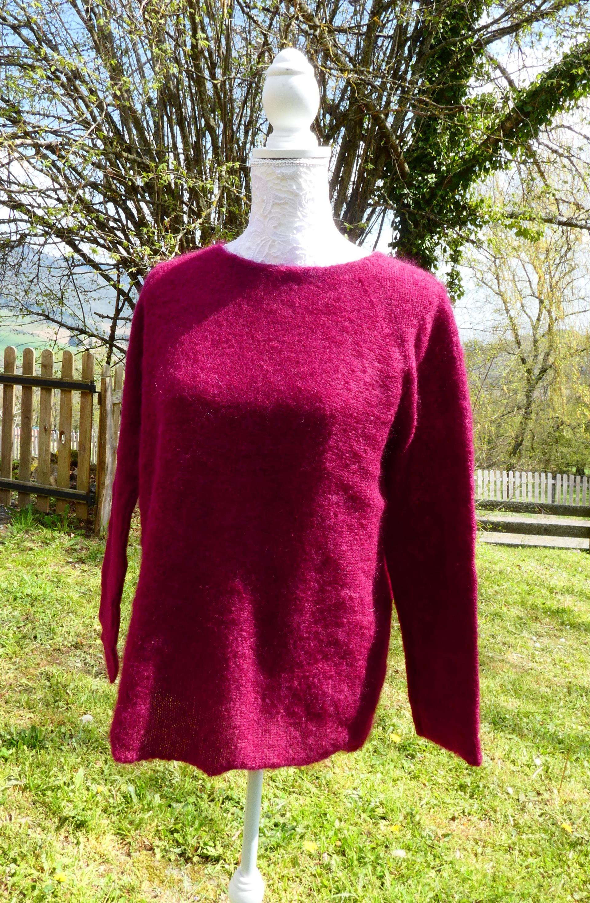 Pull tunique Mohair rond bordeaux