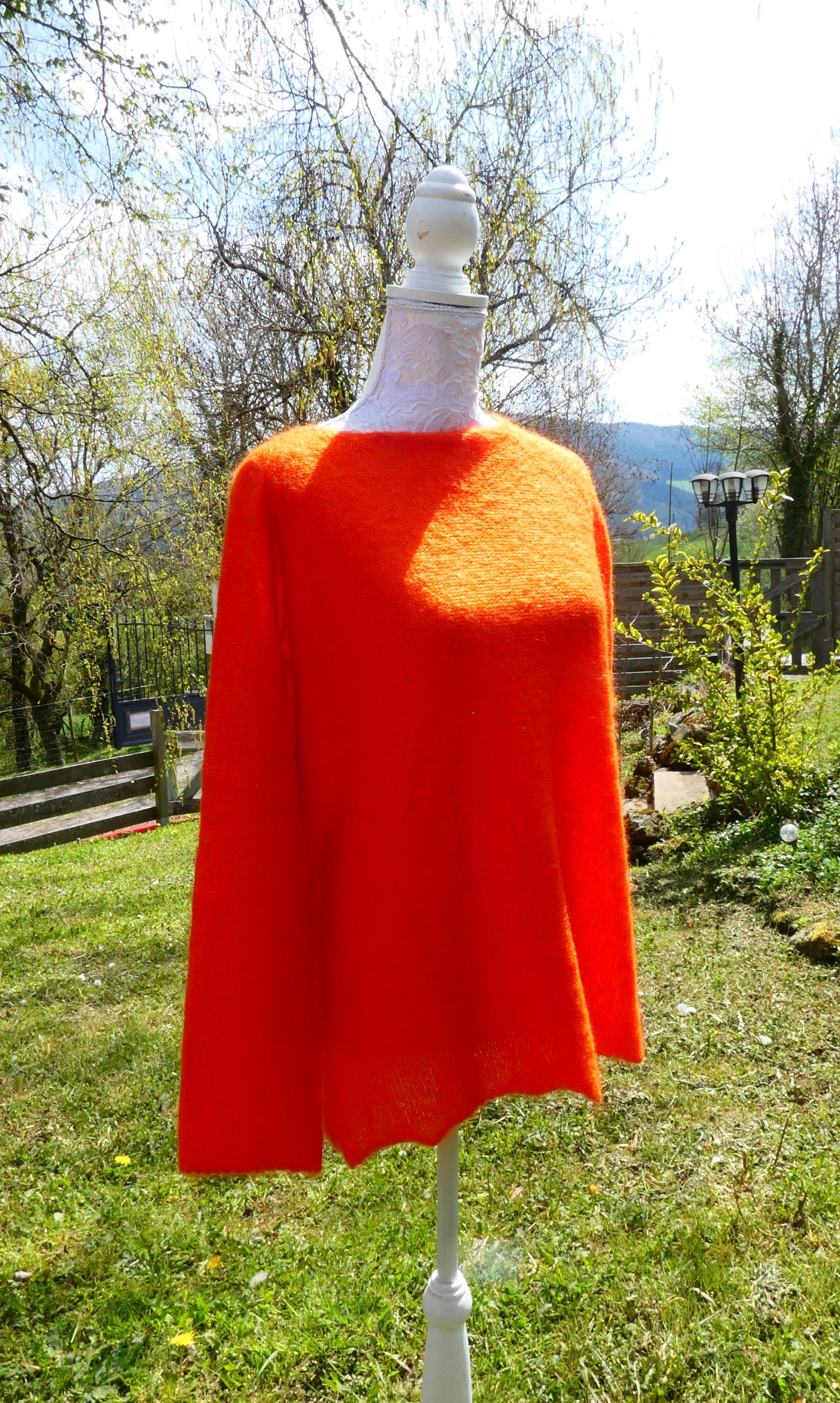 Pull tunique Mohair rond capucine