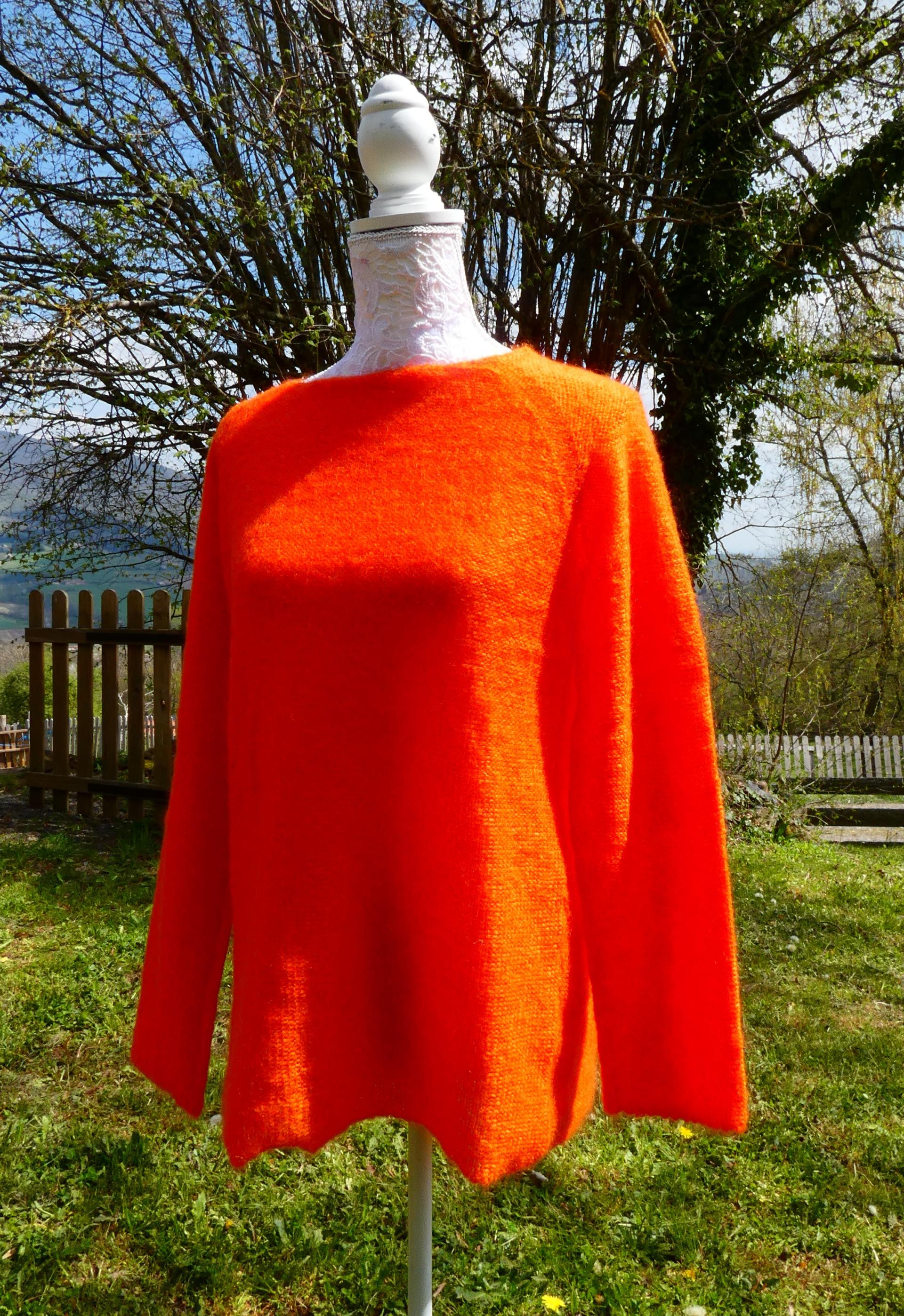Pull tunique Mohair rond capucine