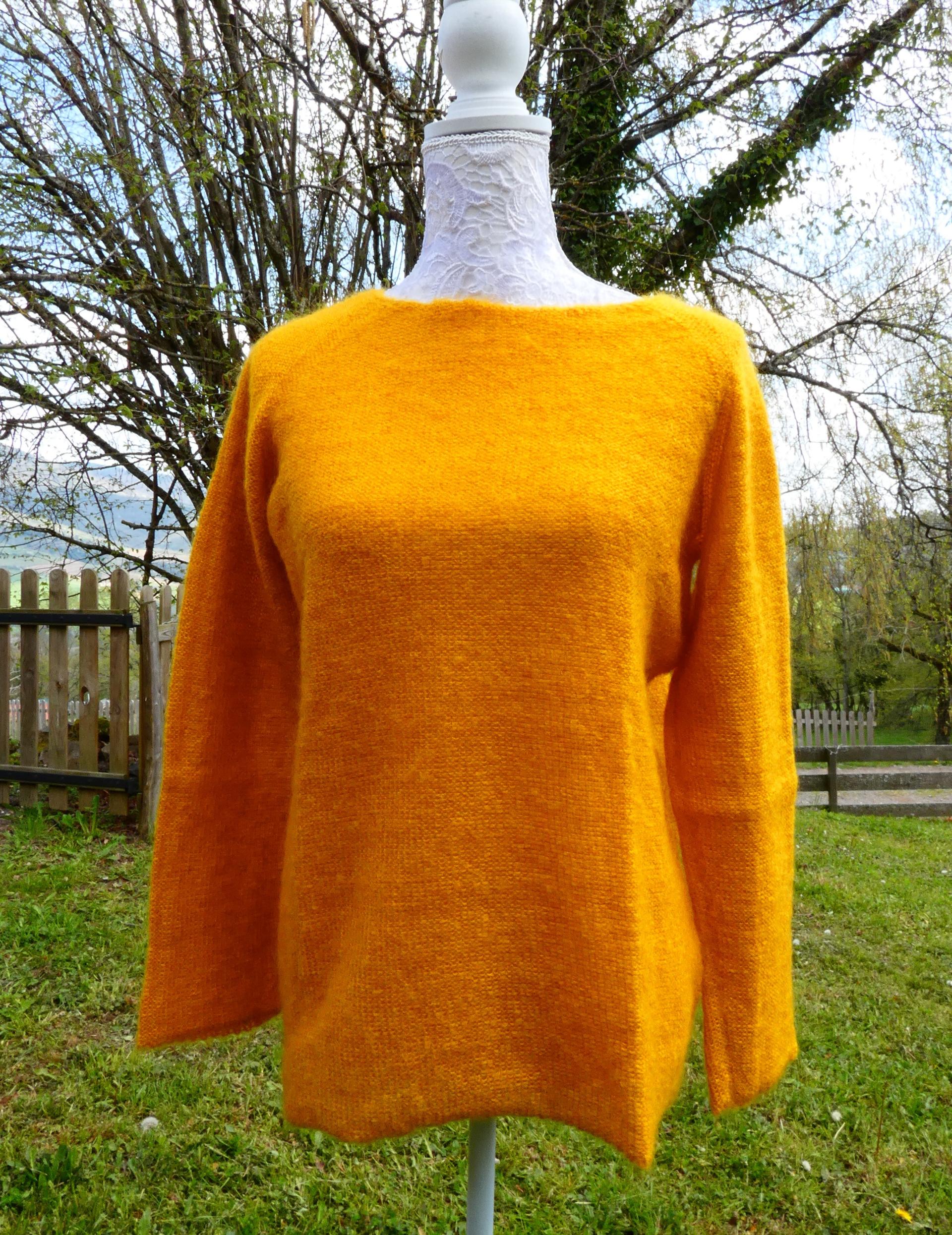 Pull tunique Mohair rond mangue