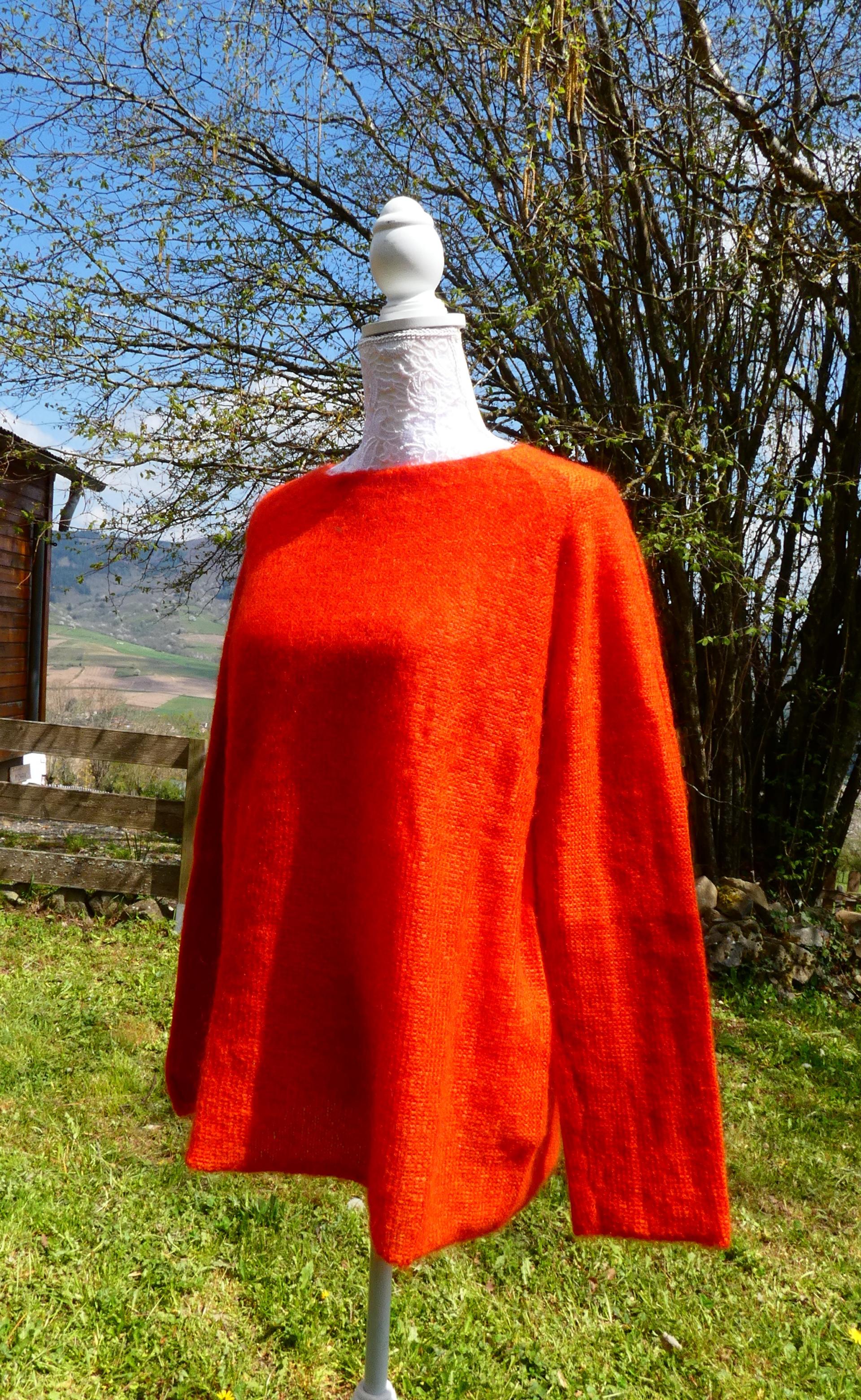 Pull tunique Mohair rond potiron 2