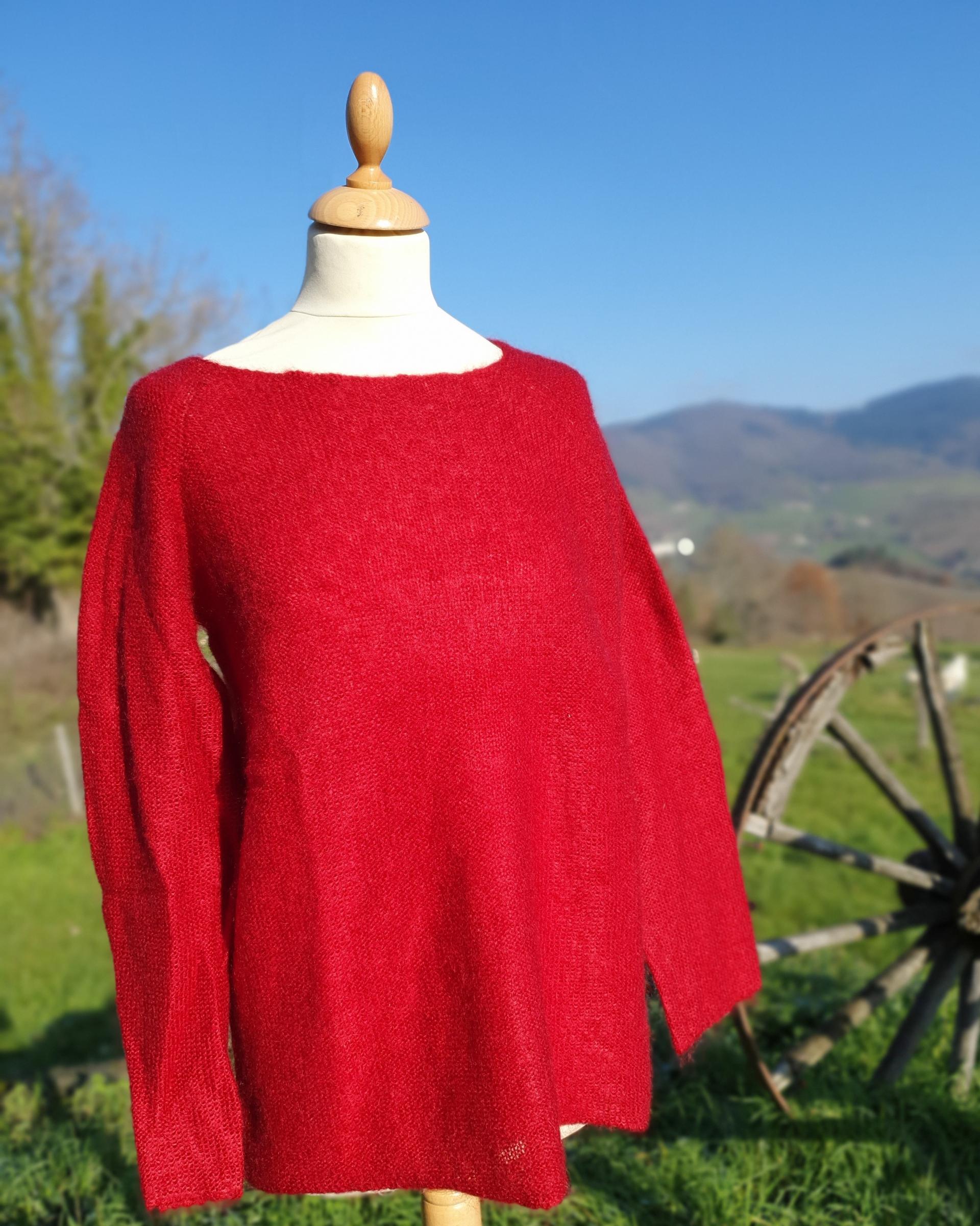 Pull Mohair rond rubis