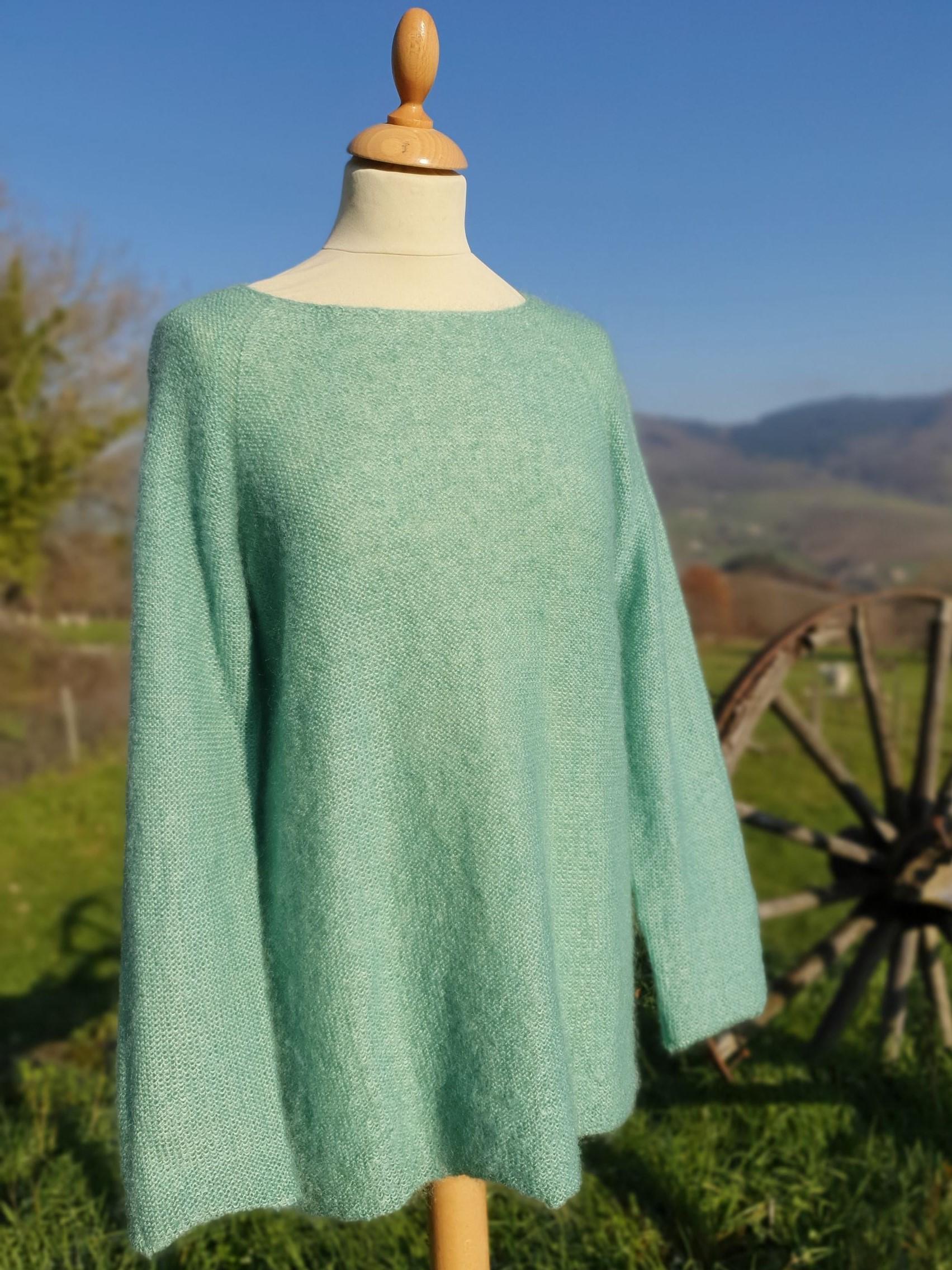 Pull Mohair rond sauge