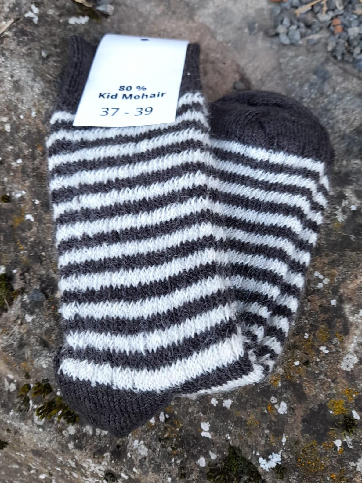 Chaussettes rayées laine mohair chevêche/écru