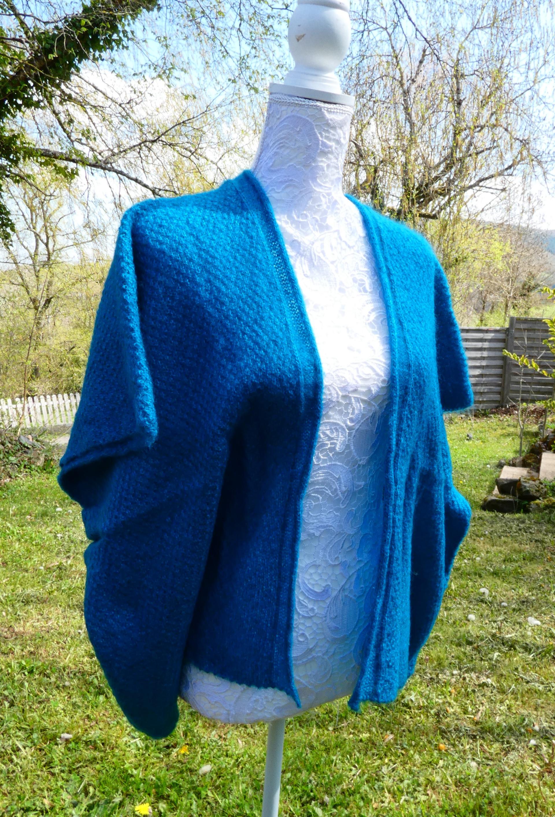Gilet mohair primadonna bleu paon